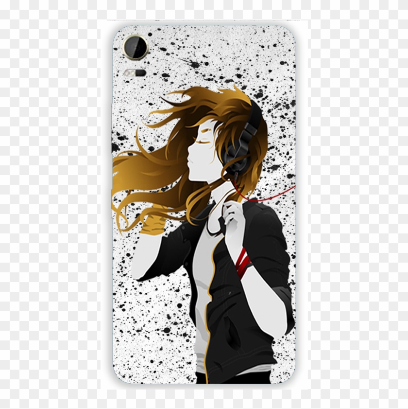 Htc Desire 10 Pro Headphones Girl Listening To Music - Anime Girl With Earphones Clipart