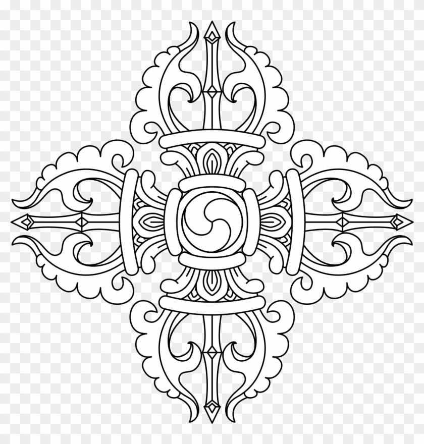 Faith Buddhism Vajra Bw - Buddhist Symbols Clipart