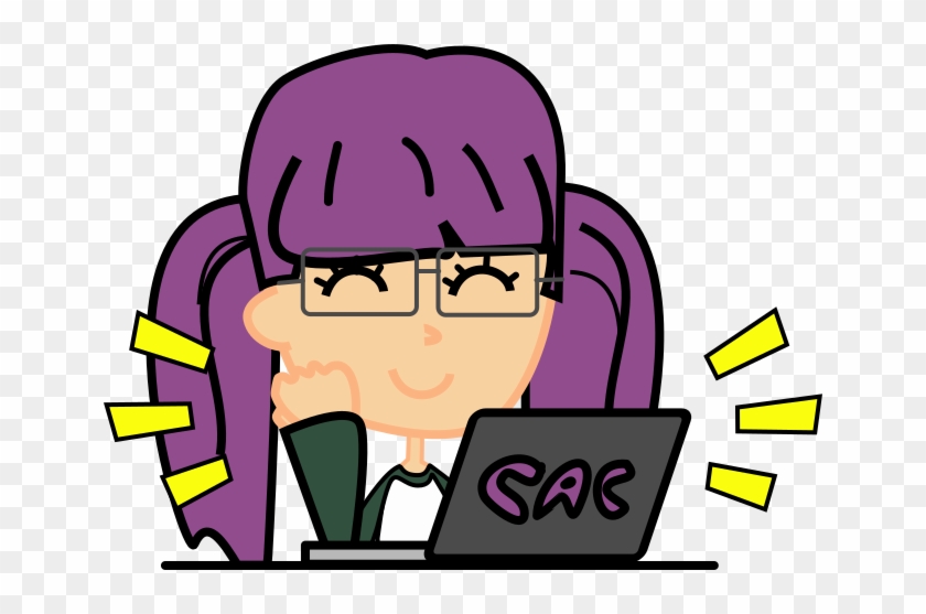 Suntek Computer Art Club Girl Line Sticker - Cartoon Clipart #5416466