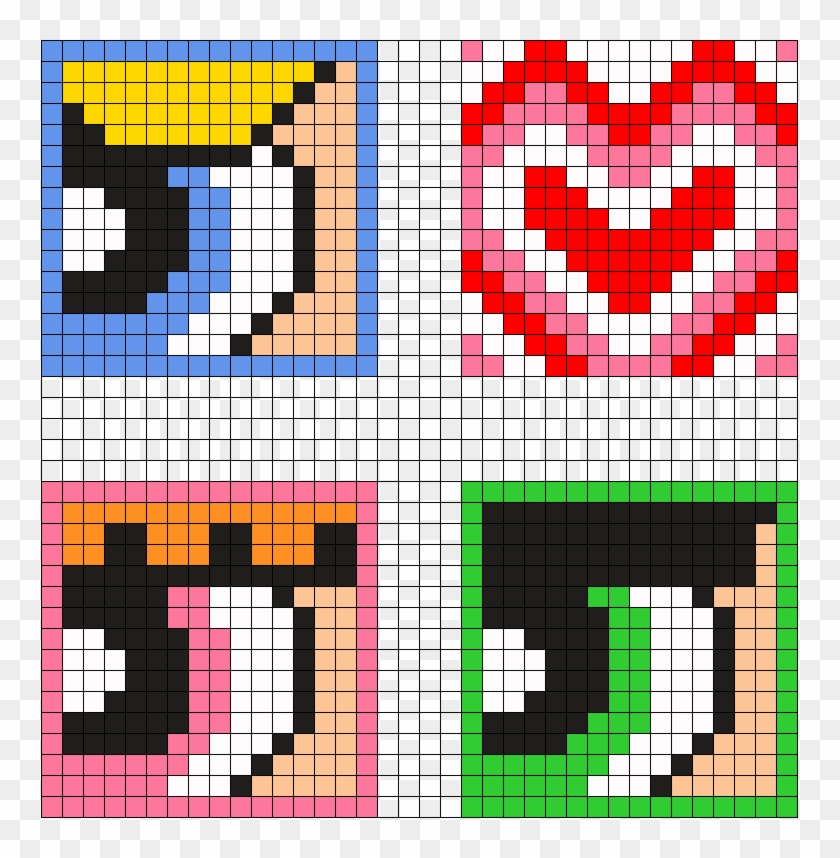 Powerpuff Girls Coaster Set - Coaster Perler Beads Patterns Clipart #5418653
