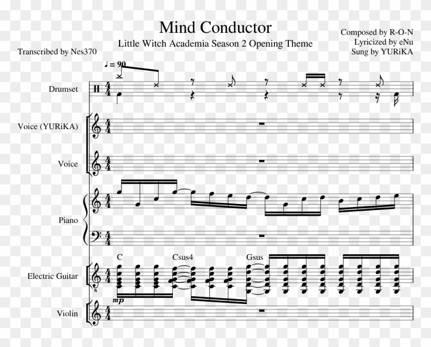 Mind Conductor [little Witch Academia] - Little Witch Academia Sheet Music Clipart #5419747