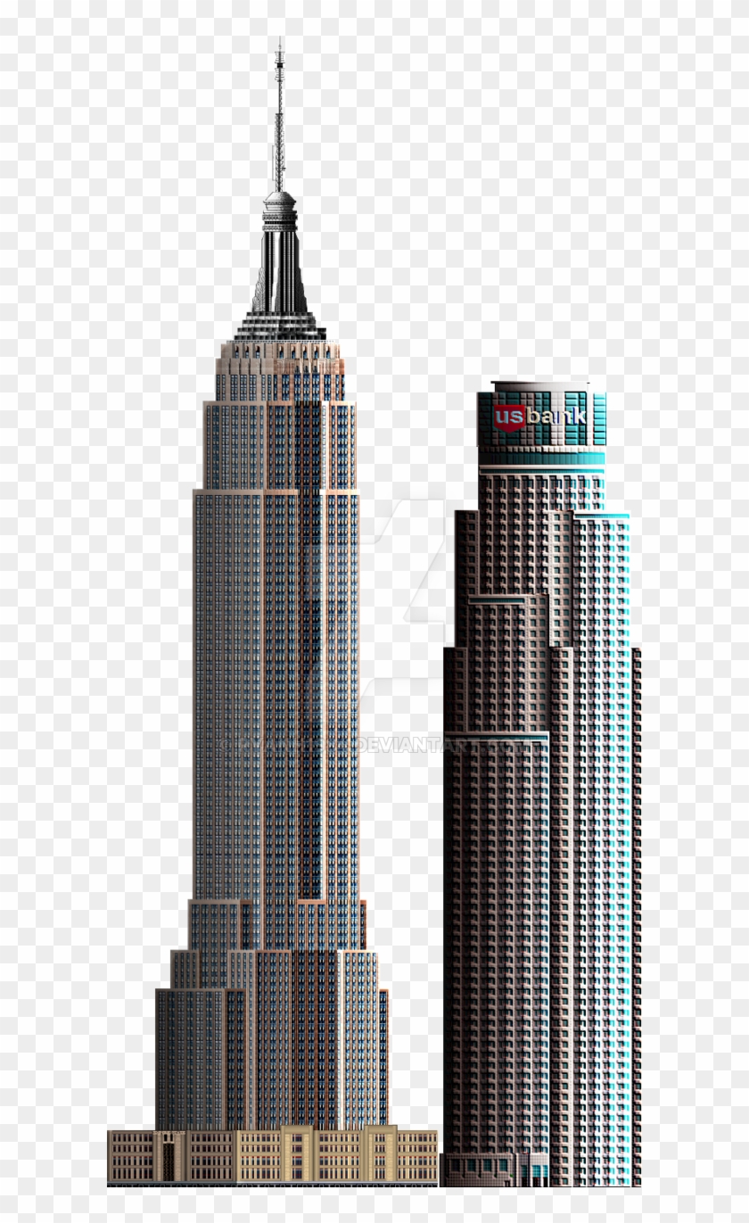 Vector Transparent Download State Building And The - Us Bank Tower Vs Empire State Building Clipart