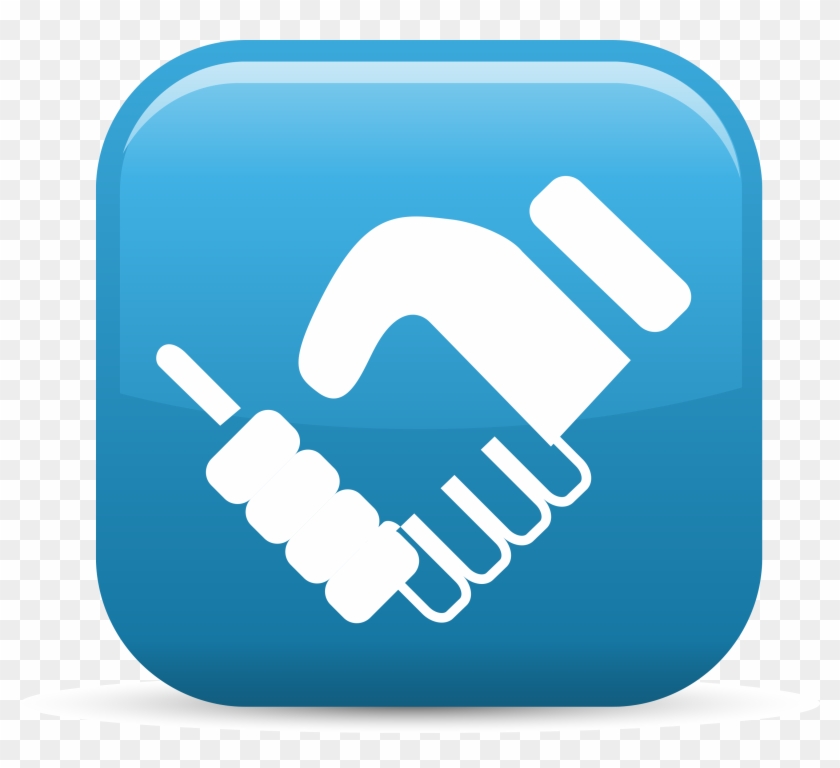 Blue And White Hands Shaking In The Shape Of A Square Clipart #5422466