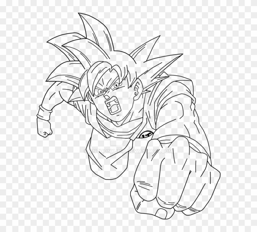 Super Saiyan God Goku By Anthonyjmo - Super Saiyan God Goku Lineart Clipart #5428331
