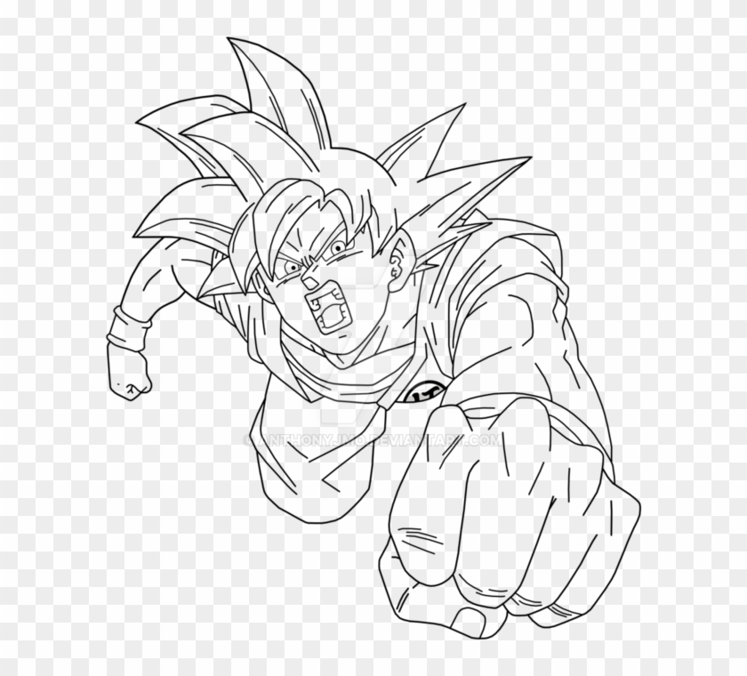 Super Saiyan God Goku By Anthonyjmo - Super Saiyan God Goku Lineart Clipart