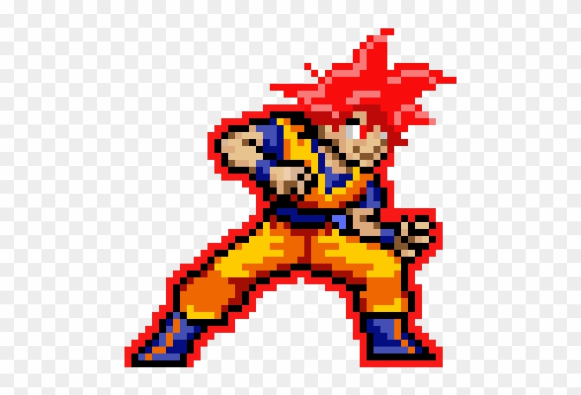 Goku Ssj God - Super Saiyan Goku Pixel Art Clipart #5428412