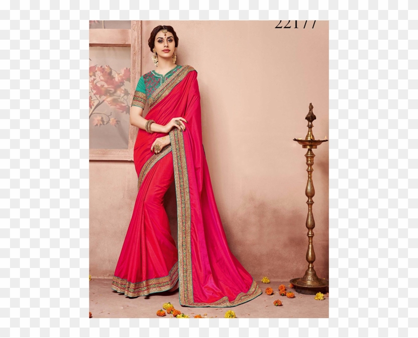 Mi Lady Sarees - Reddish Pink Silk Saree Clipart