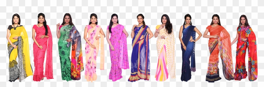 Assorted 10 Georgette Saree Collections - Combo Shopping Zone Sarees Clipart
