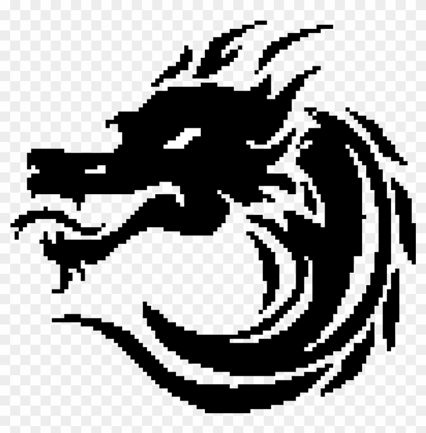 Dragon Pixel Art Black , Png Download - Pixel Art Black And White Clipart