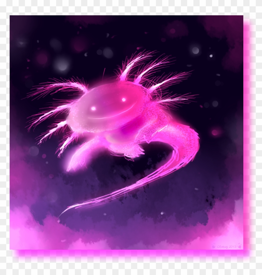 Neon Axolotl - Pink Glow In The Dark Axolotl Clipart