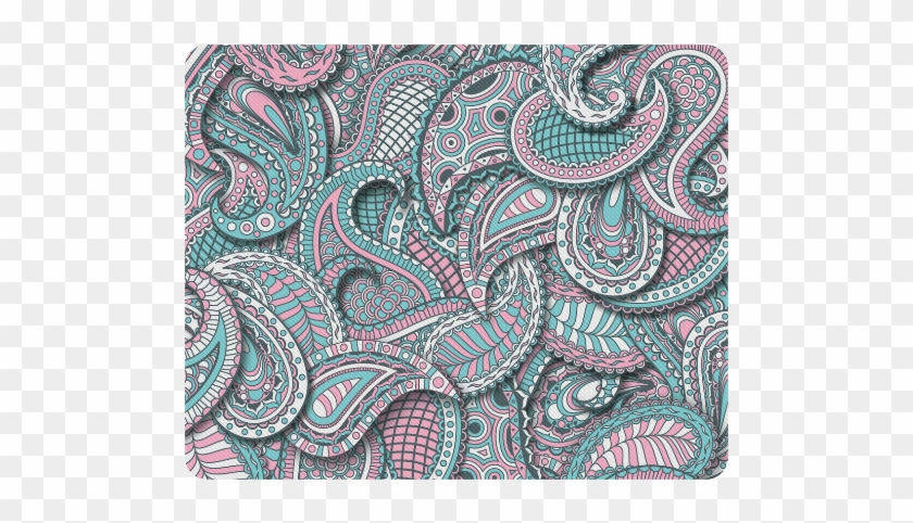 Pink Teal White Fun Ornate Paisley Pattern Rectangle - Paisley Clipart #5436235