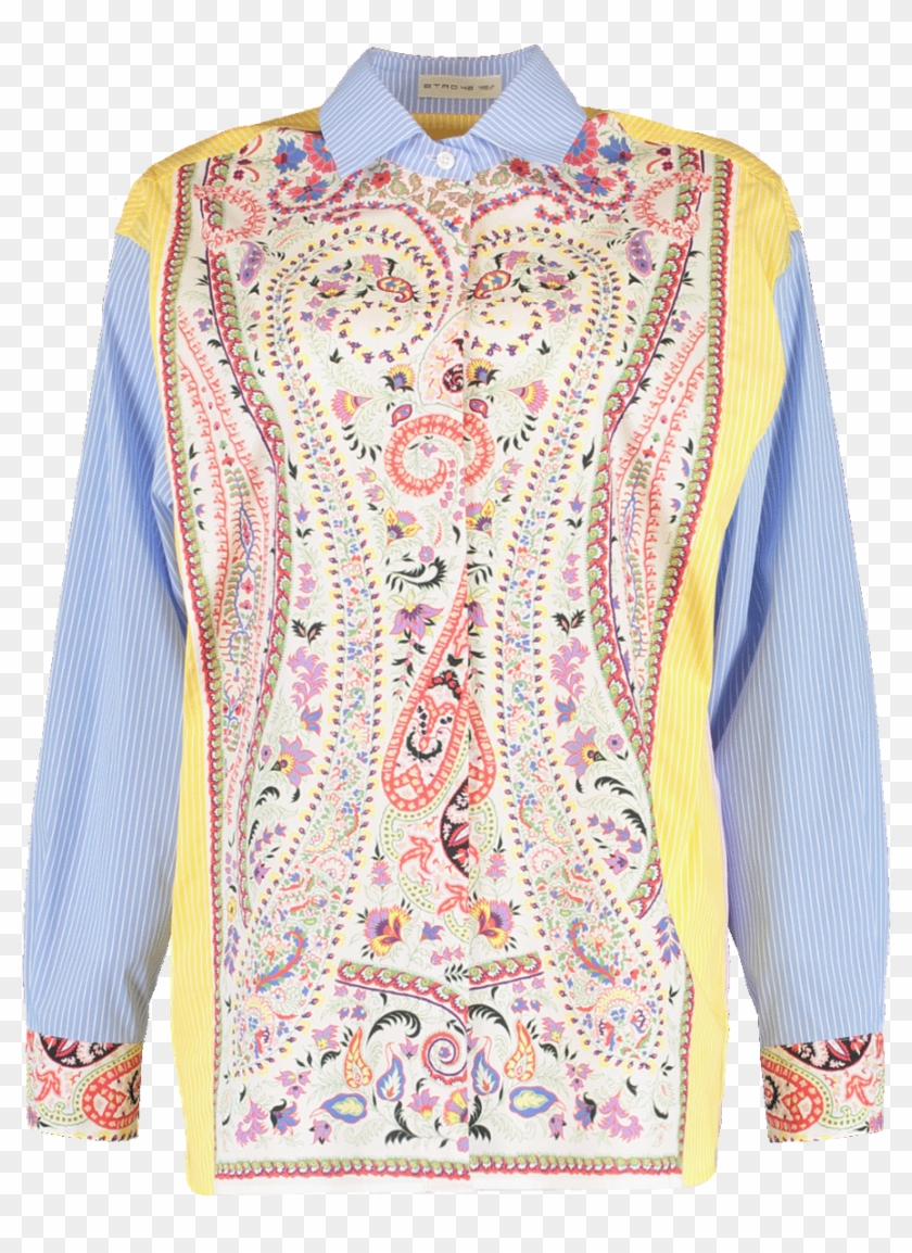 Paisley Print Woodstock Shirt - Blouse Clipart #5436573