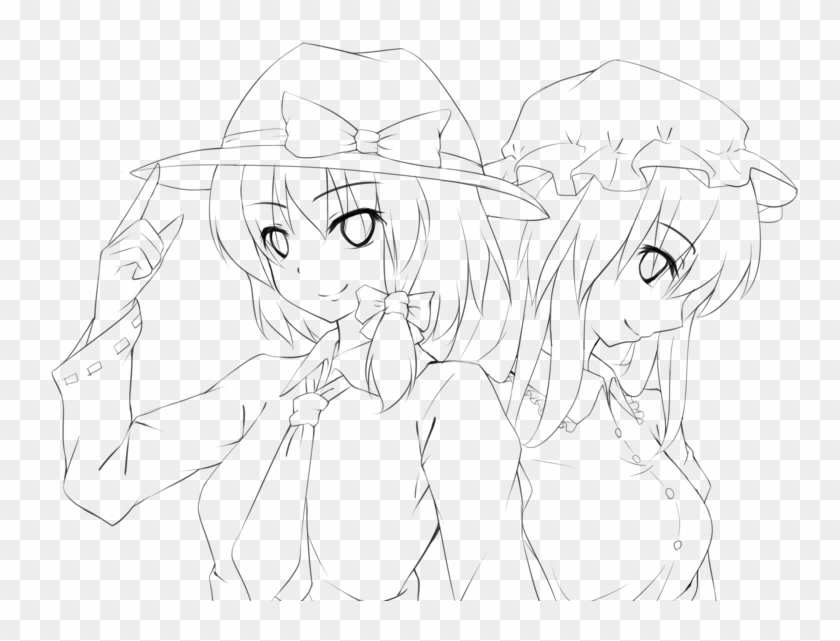 Hat Highres Lineart Long Hair Looking At Viewer Maribel - Line Art Clipart #5436662