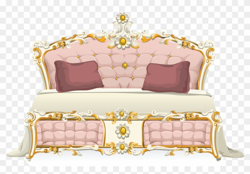 Free Clipart Of A Pink Baroque Bed - Pink Furniture Clipart - Png Download