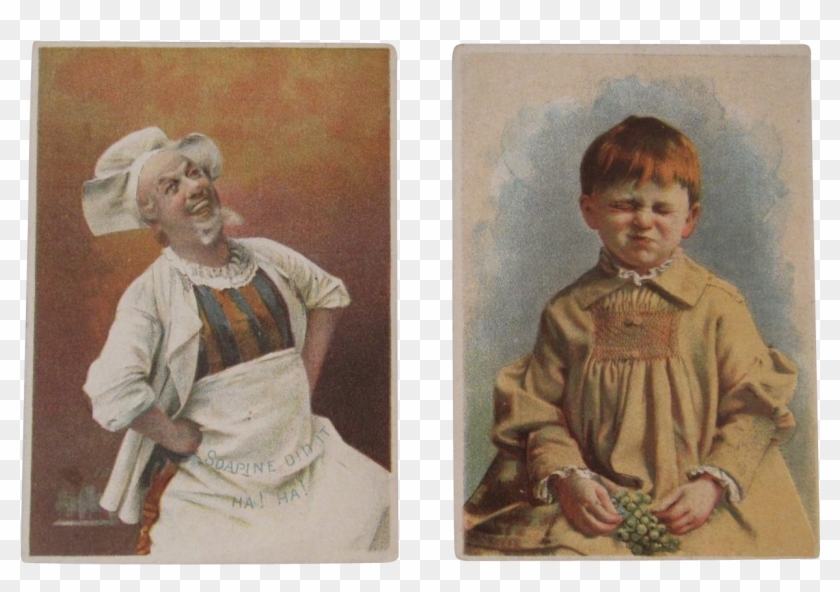 2 Soapine Victorian Trade Cards Happy Chef And Sad - Vintage Clothing Clipart #5437211