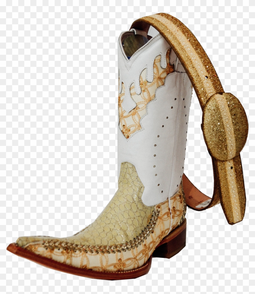 White On Gold - White Mexican Boots Clipart