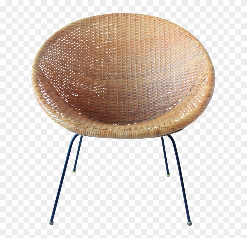 Vintage Mid Century Modern Rattan Wicker Hoop Chair - Rattan Basket Chairs Mid Century Clipart