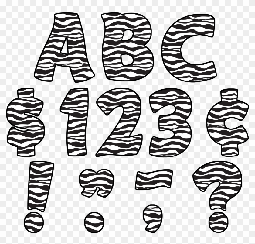 Zebra Print Funtastic 4" Letters Uppercase Pack - Zebra Print Letters Clipart