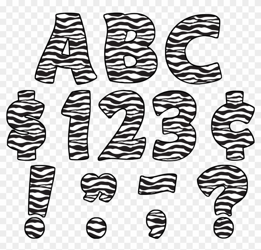 Zebra Print Funtastic 4" Letters Uppercase Pack - Zebra Print Letters Clipart #5443909