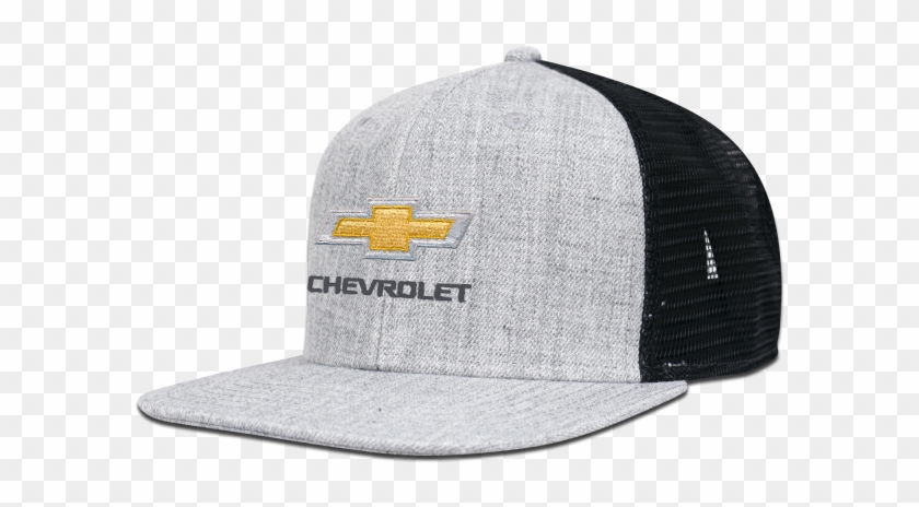 Chevy Flat Bill Trucker Bowtie Cap-heather Grey/black - Chevy Flat Bill Hat Clipart #5444224