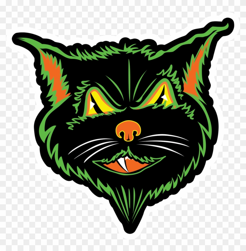 Black Cat Sticker - Cat Yawns Clipart #5444289