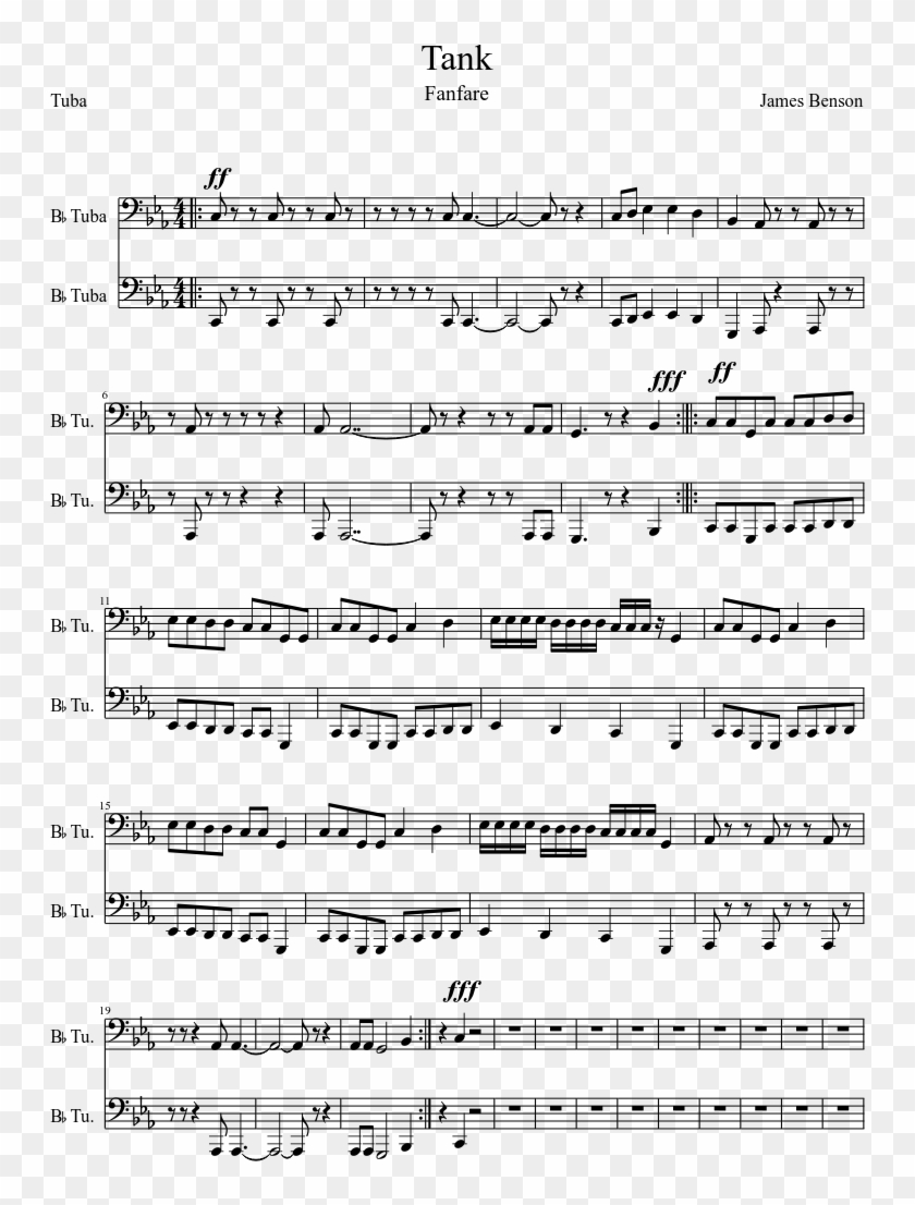 Tank Sheet Music Composed By James Benson 1 Of 2 Pages - Star Wars Cello Sheet Music Pdf Clipart #5444507