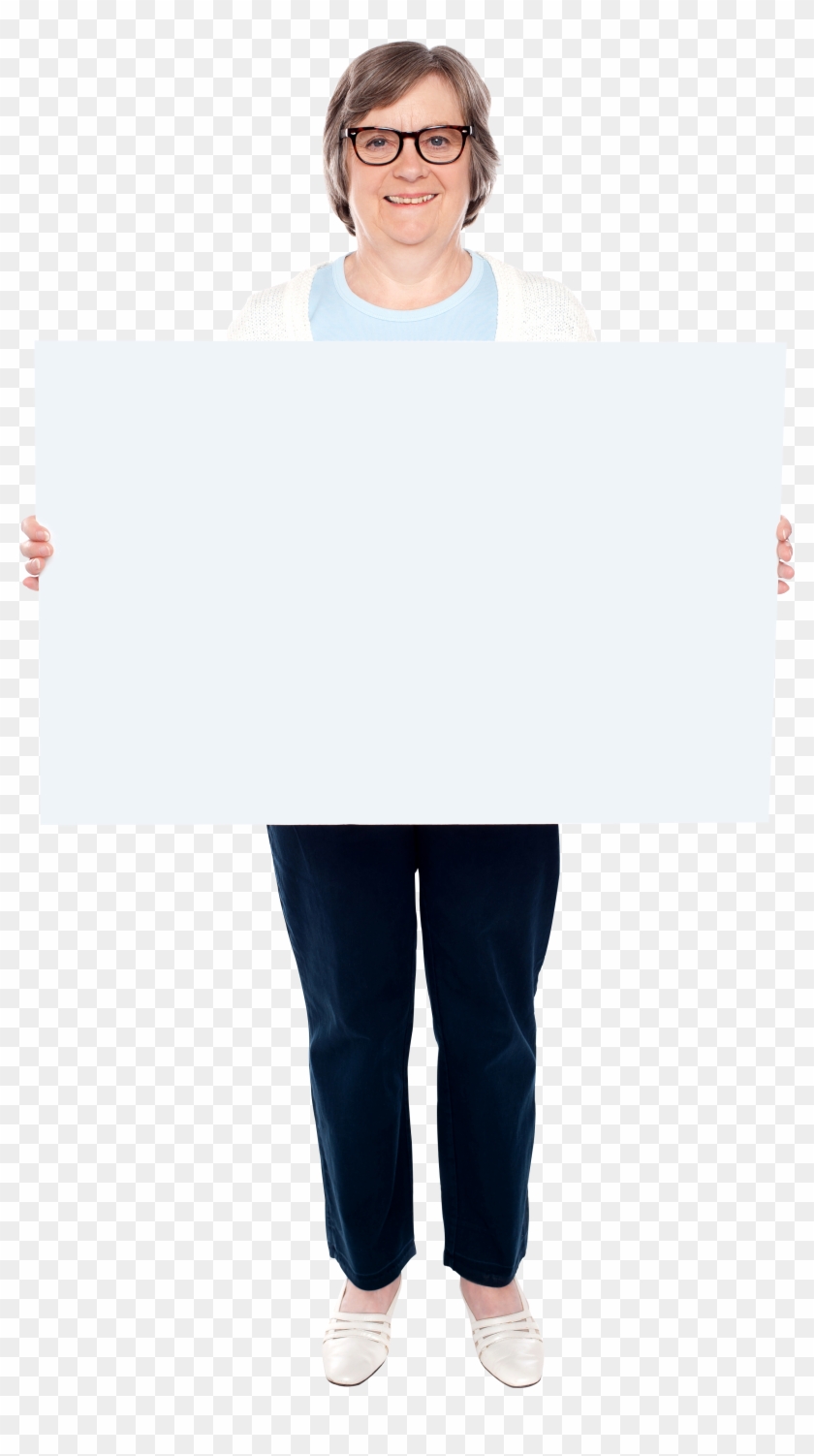 Old Women Holding Banner - Businessperson Clipart