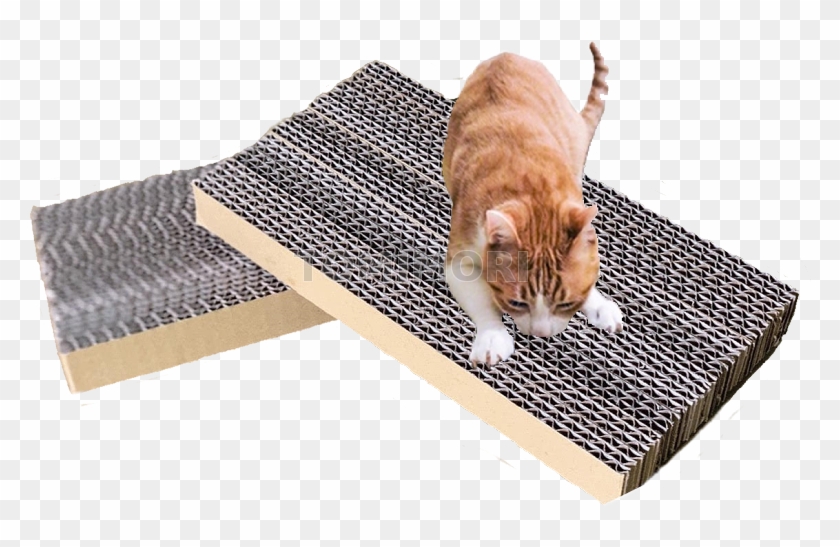 Corrugated Cardboard Rectangle Cat Scratch - Cat Grabs Treat Clipart #5445027