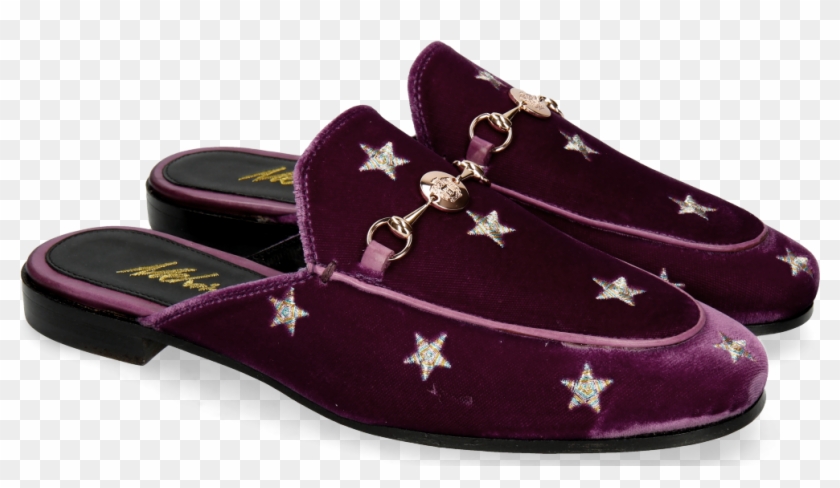 Mules Scarlett 10 Velluto Viola Embroidery Stars - Suede Clipart #5446650