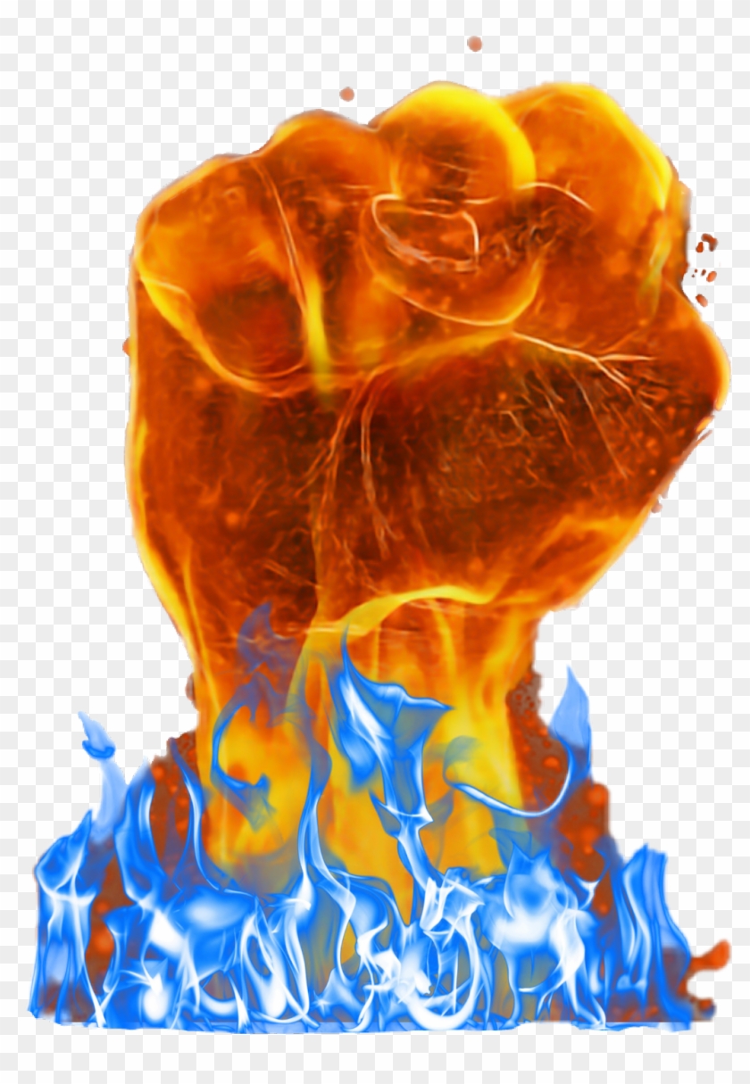 #fireandice #fire #ice #fist #blue #red - Fire On Hand Png Clipart #5448277