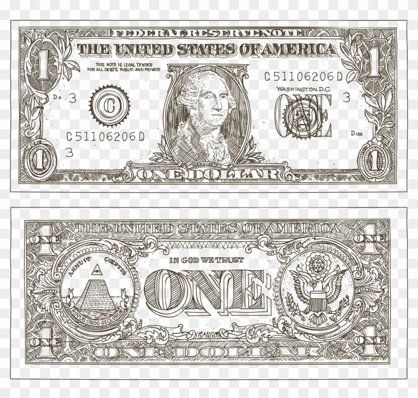 Cash Banknote United States One Onedollar Bill Clipart #5450198