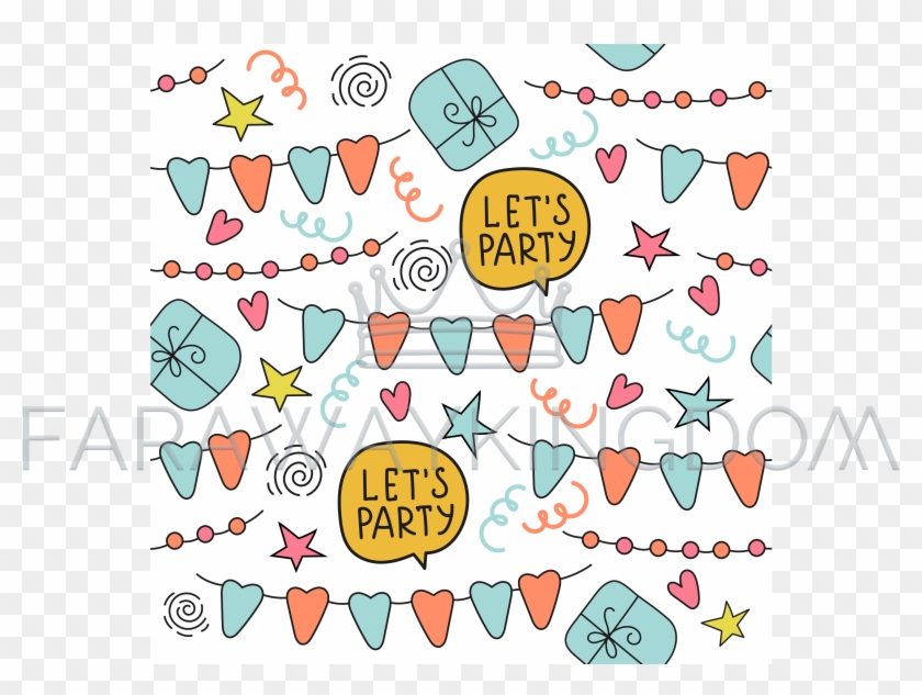 Flags Comic Party Cartoon Seamless Pattern Vector Illustration - Illustration Clipart #5451412