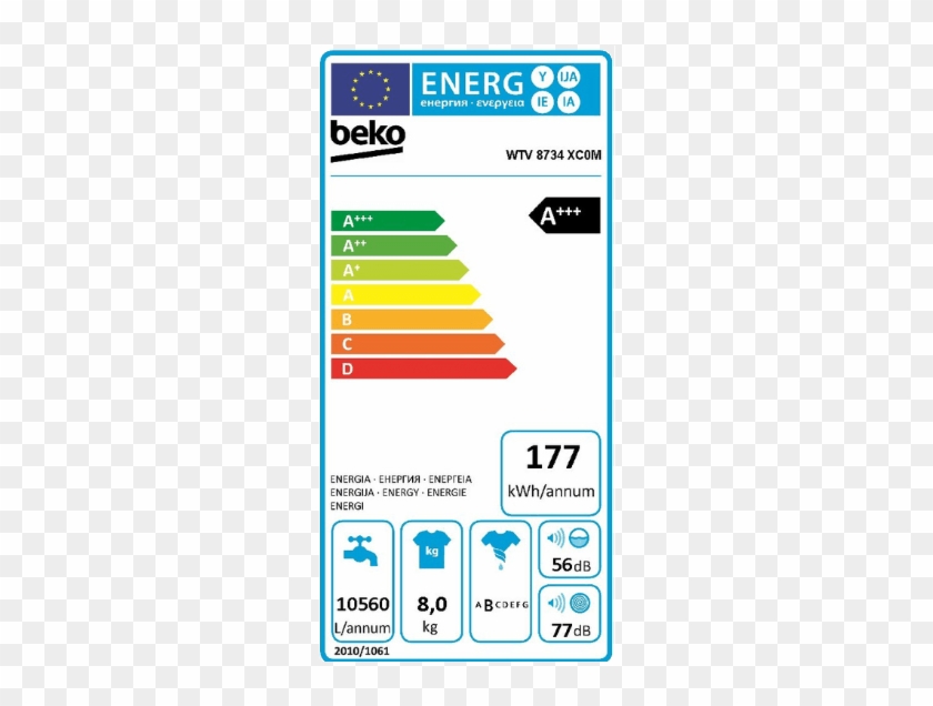 Washing Machine Front Load 8kg - Energy Label Clipart #5451541