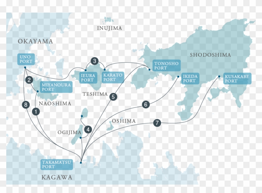 Ferry Routes To Honjima, Takamijima, Awashima And Ibujijima, - Atlas Clipart #5452280