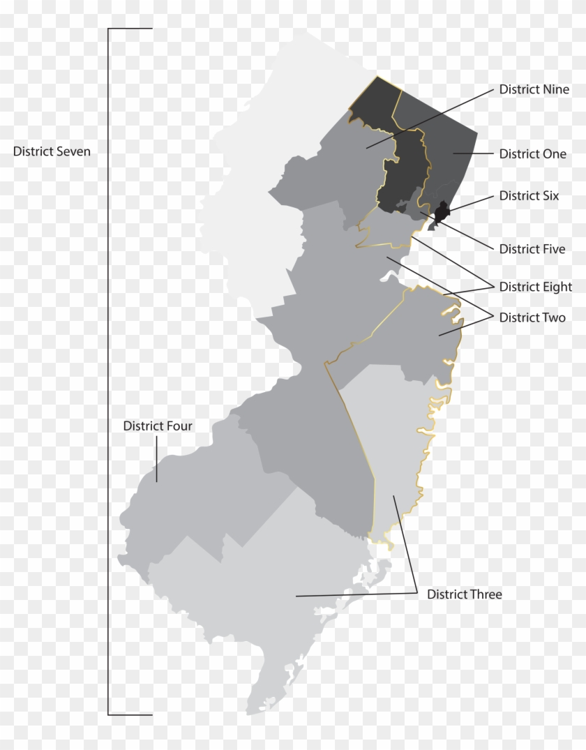 Njoutline Districtsoutlined - New Jersey Flag Map Clipart #5452638