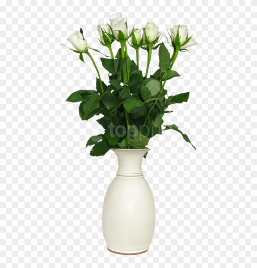 Free Png Download Transparent White Rose In Vase Picture - Flower In Vase Png Clipart