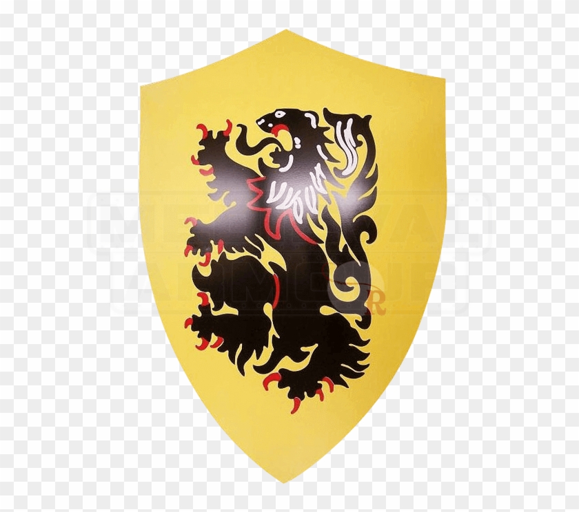 Rampant Lion Medieval Heater Shield - Medieval Heater Shield Clipart #5455246