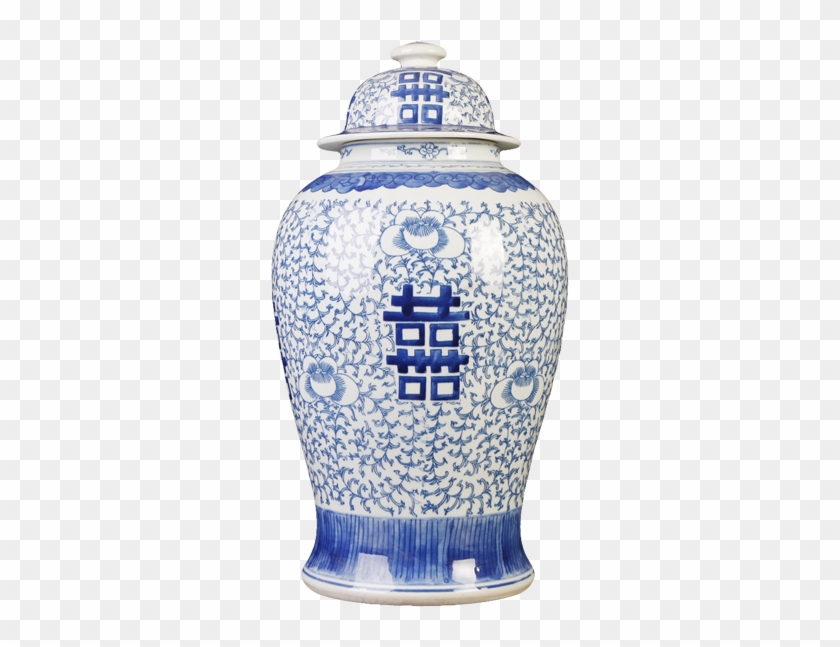 Chinese Hand Painted Ceramic Vase For Flowers - Blue And White Porcelain Clipart #5455411