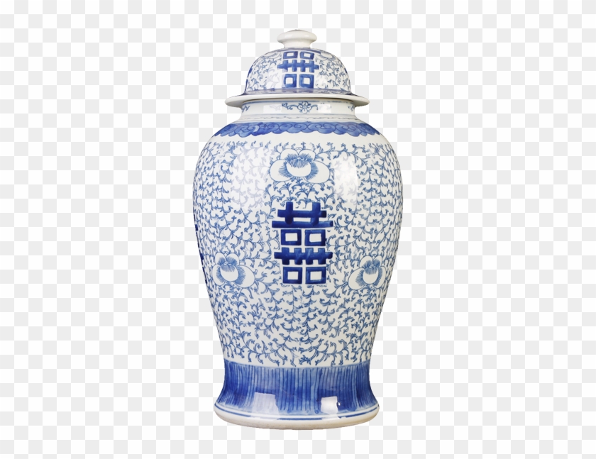 Chinese Hand Painted Ceramic Vase For Flowers - Blue And White Porcelain Clipart