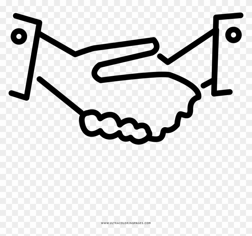 Shake Hands Coloring Page - Line Art Clipart