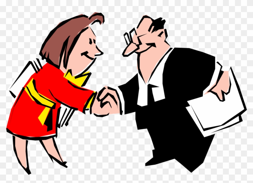 Vector Illustration Of Executives Shake Hands Before - Conflict Management Meaning Clipart