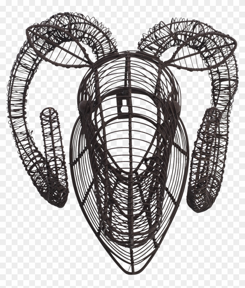 Handmade Wire Ram's Head Wall Decor - Sketch Clipart #5459197