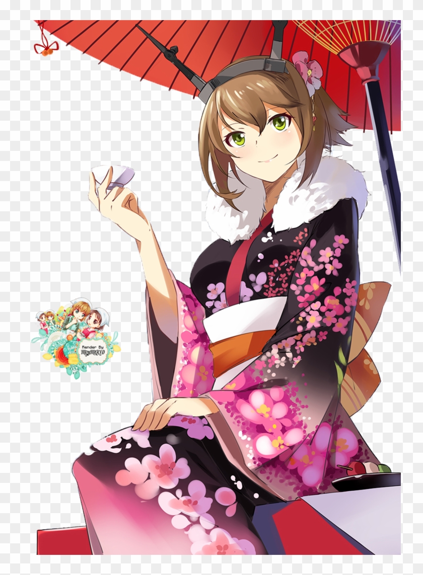 Anime Kimono Png - Japanese Kimono Girl Anime Png Clipart #5459419