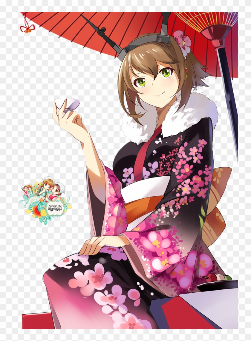 Anime Kimono Png - Japanese Kimono Girl Anime Png Clipart