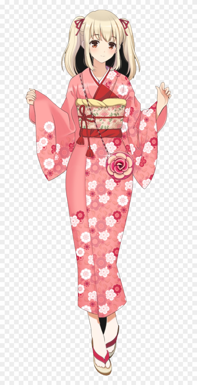 Cute anime geisha girl in kimono Royalty Free Vector Image