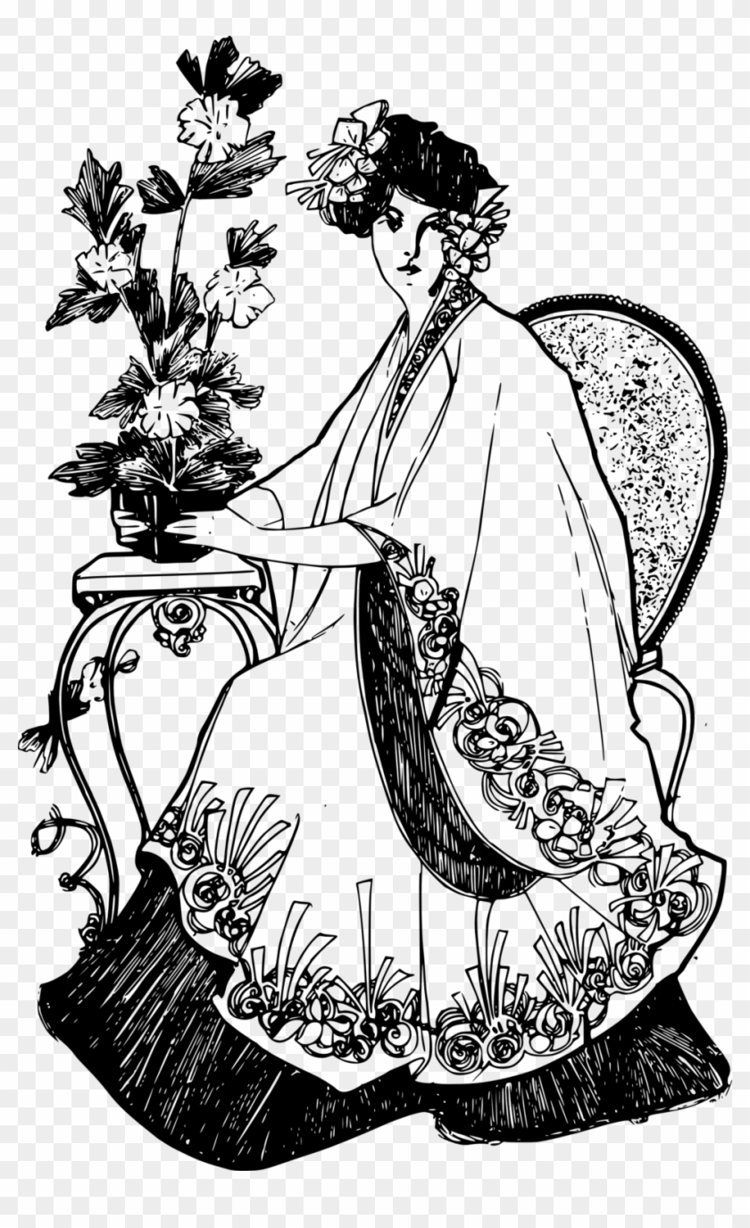 Kimono Girl - - Vector Graphics Clipart #5460242