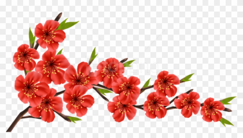 Free Png Red Spring Branch Png Images Transparent - Red Flowers Png Transparent Clipart