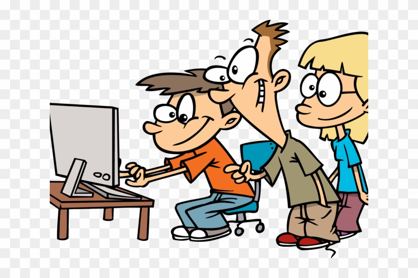 Difficulty Thinking Cliparts - Using The Computer Cartoon - Png Download