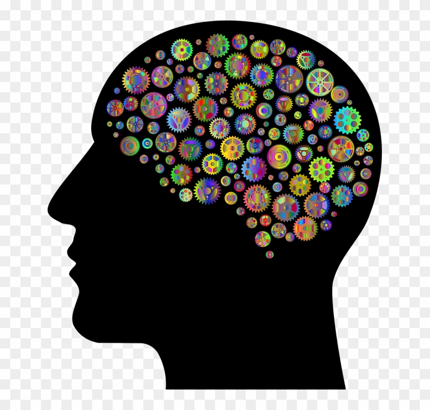 Brain Gears Cogs Machine Think Psychology Thought - Head With Brain Clipart - Png Download