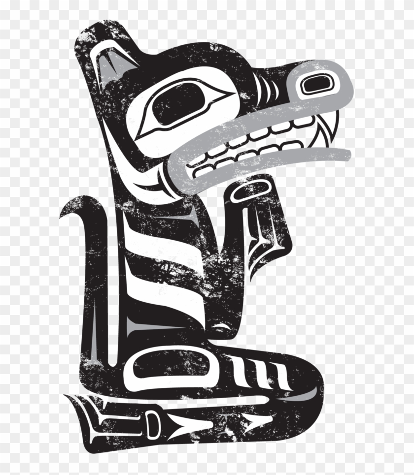 Northwest Nativeam Wolf Totem Pole Art, Totem Poles, - Pacific Northwest Native American Art Wolf Clipart #5465385